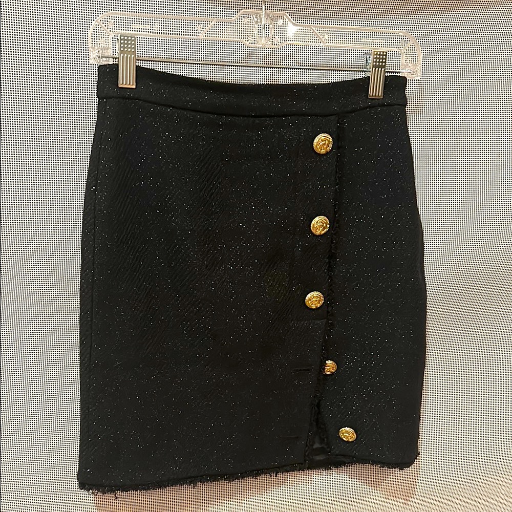 Generation Love Black and Gold Asymmetrical Mini Skirt